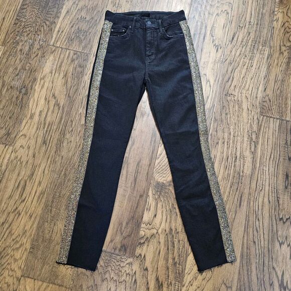 Mother Denim Sz 25 High Waisted Looker Ankle Fray Guilty Flash Beaded MSRP $238 - Picture 4 of 12